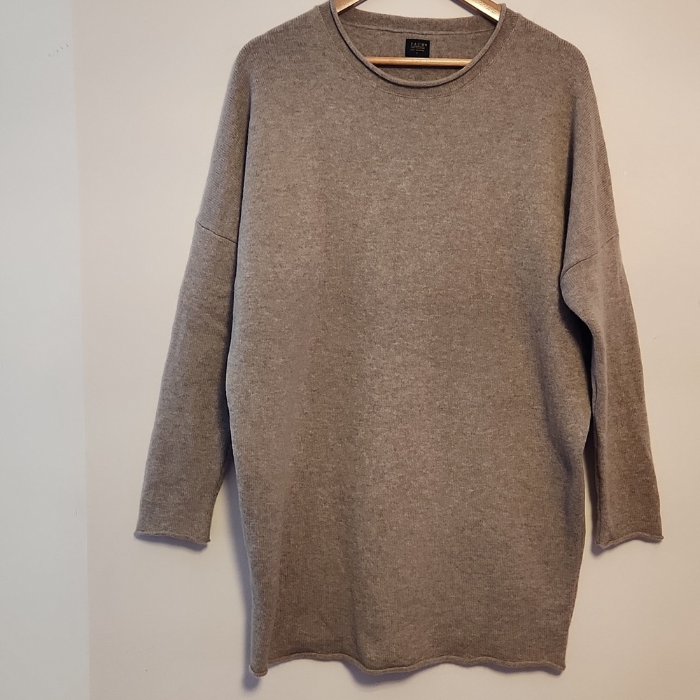 PAUW Tan/Taupe Cashmete Wool Long Sleeve Tunic Sweater Size 1 /S Oversized
